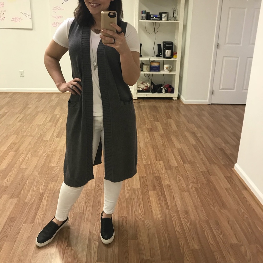 Gray sweater vest